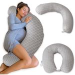 PharMeDoc Nursing Pillow & 2-in-1 Pregnancy Pillow (Machine Washable Cover), Maternity Pillow, Pregnancy Support for Full Body & Long Pillow for Sleeping, Full Body Pregnancy Pillows for Sleeping