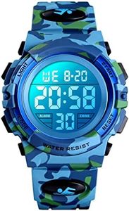 Dayllon Boys Watch Digital Sports 50M Waterproof Watches Boys Girls Children Analog Quartz Wristwatch with Alarm - Camo Blue