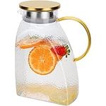 Belle Vous Clear Glass Water Pitcher Jug - 1.8L/61oz Fridge Door Carafe with Lid - Drinking Container for Juice, Milk and Other Hot & Cold Beverages