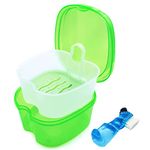 Keedolla Denture Cups for Soaking Dentures, Denture Cleaning Case Retainer Container Mouth Guard Bath Box Holder Case with Brush for Night Guard, Gum Shields and Dental Appliances