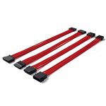 Formulamod SATA + Molex Power Extension Cable Kit, Male to Female 11.8 Inch Extender Sleeve Power Cables (Red)