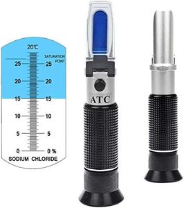 Salinity Refractometer 0~28% Scale Range, Measuring Sodium Chloride Content in Brine, Seawater and Industry. Salinometer for Food with Automatic Temperature Compensation (ATC)