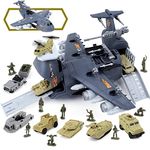 deAO Military Vehicle Toy Kit, Toy with 10 Soldier and 10 Vehicle, Mini Fighting Vehicle, Military Airplane Toy, 3-99 Years Old