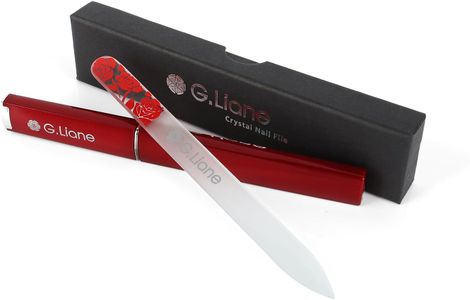 G.Liane Glass Nail File with Case – Crystal Manicure Set, Rose Red