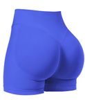 VOYJOY Women Workout Impact Shorts 3.6"/ 4.5"/ 6" Scrunch Butt Lifting Gym Shorts Seamless Booty Biker Shorts, Electric Blue, Small