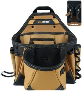 MELOTOUGH Contractor Pouch Electrician Tool Pouch Nail Screw Work Framer Tool Belt Pouch with Hammer Loop Clip on Utility Tool Organizer Pouch with Kickstand Back(Khaki)