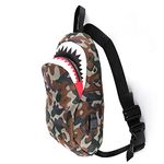 Shark Mouth Fanny Pack, Army Green Camo Shark Fanny Pack, Crossbody Fanny Pack, Premium Nylon, Over Shoulder Fanny Pack, Fanny Pack Shoulder Bag, Shark Fanny Pack, Small Sling/ Chest Bag, Unisex, Men,