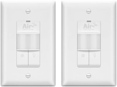 LIDER Fresh Air Circulator Timer and Motion Sensor Light Switch, PIR Sensor, Occupancy/Vacancy, No Neutral Required, ¼ HP, 1-Pole, UL Listed, White, Wall Plate Included, 2 Pack