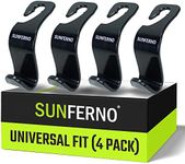 Sunferno Car Seat Hooks - Headrest Hooks - Car Bag Hook - Stylish Back Seat Hanger - Bag Purse Holder For Car to Keep Them from Sliding Around While Driving - Head Rest Hooks Car (Pack of 4 Black)