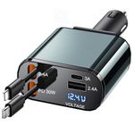 TICCI Retractable Car Charger [60W USB C with Cables] Fast Charging Car Charger for iPhone 16, Gift for Men and Women, USB Phone Charger for iPhone 16 15 14 13