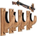 DGWJSU Gun Rack Wall Mount, Solid Wood Gun Racks for Wall Hold Up & Display Shotgun Rifle Sword Bow Firearm, Real Hardwood Gun Wall Hangers (Carbonized Brown, 4 Pcs)