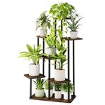 Bamworld Large Plant Stand Indoor, Tall Metal Plant Shelf for Multiple Plants, 7 Tier Tiered Flower Stand for Patio Garden Balcony Living Room Bedroom(Brown)