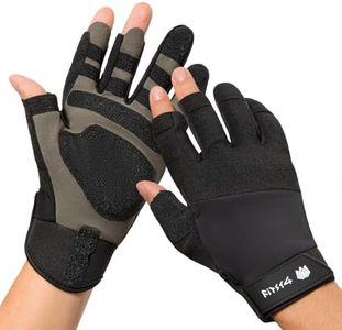 FitsT4 Sports Kayaking Paddling Gloves with 3 Half Finger Padded Palm Glove for Sailing, Yachting, Fishing Water Resistant Moisture Wicking Black Size XXL