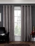 132" x 90" (335x228cm) Luxury Silver Soft Faux Suede Thermal Blackout Ring Top Eyelet Pair Curtains Lined, Heavy Fabric Including Tiebacks By SW Living