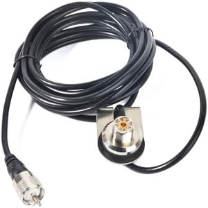 HYSHIKRA TCJ-N6 Universal Radio Antenna Cable Mount, SO239(UHF-Female) to PL259(UHF-Male) Truck Lip Fixed Bracket with 4meters RG58 Coax Cable for Yaesu Kenwood Midland Mobile Transceiver