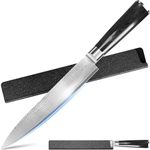 XYJ 8 Inch Damascus Chef Knife for Kitchen Use, Ultra Sharp Patterned Damascus Steel Chef Meat Cutting Knife for Home, Restaurant