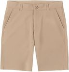 Nautica Boys' School Uniform Flat Front Twill Short, Khaki, 14