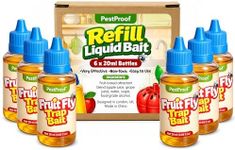 Fruit Fly Trap Liquid Bait Refill - 6 x 20ml Bottles, Natural Fruit Fly Lure for Indoor Fruit Fly Traps, Long Lasting Bait for Kitchen, Bins, Fruit Bowls & Home Use