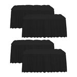 4 Pack Table Skirt 29 in x 14 ft Tablecloth Disposable Table Cover Reusable Stain Proof Plastic Table Skirts for Rectangle or Round Tables for Party, Wedding, Reception, Birthday (Black)