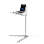 Thingy Club Overbed Table Stand, Height Adjustable Tray Side Table for Bed or Sofa Laptop Desk (Silver- White Board)