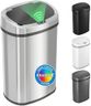iTouchless 13 Gallon Oval Sensor Trash Can with Odor Filter, Automatic Motion Sensor Kitchen Bin, Soft-Close Stainless Steel, Slim Curved Wastebasket for Narrow Walkways & Islands, Matte Silver