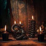 Skull & Spine Candles 4 Pack - Skeleton Snake, Spine & Black Bones Candle, Skulls, Magic Skulls Candlestick Spooky Gothic Emo Decor, Home & Bar Decoration, Large Creepy Skeletons Decorations