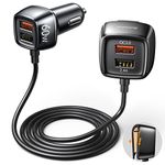 60W USB Car Charger - AINOPE [4 Multi USB Ports] [QC 36W] Fast Car Charger Adapter[5FT Cable] QC 3.0 Cigarette Lighter Adapter Back Seat Charging for iPhone iPad MacBook Fire Tablet and More