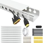 Adyawen 139.5''Cable Management System Kit, Cable Raceway Kit,Open Slot Wiring Raceway Duct with Cover, On-Wall Cable Concealer Cord Organizer to Hide Wires Cords for TVs, Computers -9x15.5'', White