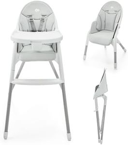 Kinderkraft DINNLY Chaise Haute Bébé, Fauteuil Enfant, Chaise Enfant, Puericulture Bébé, Évolutive, Réglable, Avec Plateau, Solide, Design Universel, Facile à Plier, 20kg, Gris Clair