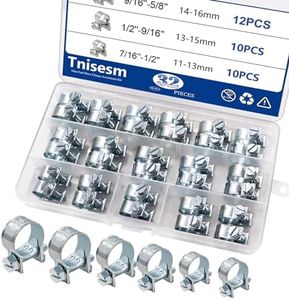 Tnisesm 32Pcs 1/4inch 5/16inch 3/8inch Fuel Injection Gas Line Hose Clamps Clip Pipe Clamp Assortment Kit, Hoses Clamps Sleeving,For Automotive Diesel Petrol Pipe