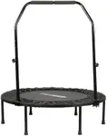 HolaHatha Foldable Mini Trampoline Home Gym Fitness Rebounder with 5 Level Adjustable Handle, Supportive 440 lb Capacity Workout Equipment, 40", Black