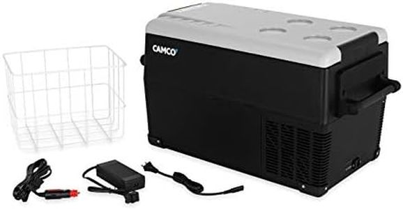 Camco 51514 CAM-350 Portable Refrigerator, AC 110V/DC 12V Compact Fridge/Freezer, 35-Liter - Keeps Food and Drinks Cold While On-the-Go - Ideal for Road Trips, RVing, Camping, Boating and Tailgating