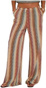 GORGLITTER Women's Crochet Pants Boho Summer Beach Low Rise Wide Leg Pants