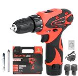 SCEPTRE SPCD12V Cordless Power Drill Set 1350 RPM Variable Speed Reversible Portable Driver with 12V Li-Ion Battery and Charger, Tool Kit DIY Impact Drill Machine for Home Garden, Office, (Red)