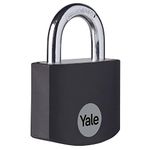 Yale - YE3B/25/112/1/BK Standard Security 25mm Aluminium Padlock - Black - Open Steel shackle - 3 keys