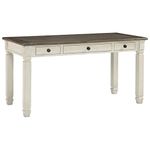 Signature Design by Ashley - Bolanburg Home Office Desk - Casual - 3 Drawers - Weathered Oak/Antique White Finish - Black Hardware