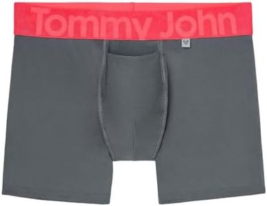 Tommy John Men’s Underwear, 360 Sport Trunks Hammock Pouch, Short 4" Inseam, Moisture Wicking Underwear, Soft Breathable Waistband Boxer Briefs Quick Dry, Turbulence w/Diva Pink Waistband, XX-Large