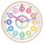 Oyster&Pop Pastel Kids Wall Clock - Learning Clock - Silent Analogue Telling Time Teaching Clock - Kids Learn to Tell Time Easily