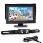 JPP HD Backup Camera and Monitor Kit - 4.3" IPS FHD Color Display, Waterproof Night Vision License Plate Reverse Camera for Car/RV/Truck/Pickup