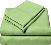 6 PC Bamboo Bed Sheet Set, 100% Bamboo Material- 1 Flat Sheet, 1 Elastic Fitted Sheet Fits Upto 12" Mattresses and 4 Pillow Cover, 600 Thread Count -Sage Solid,Double Size.