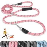 SlowTon Hands Free Dog Leash, 10FT Adjustable Dog Training Leash 1/2 Inch Nylon Heavy Duty Lead No Pull for Large Medium Dogs, Tangle Free Reflective Waist Leash for Dog Walking Running (Pink)