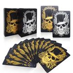 2 Decks Playing Cards with Skull Pattern,Plastic Waterproof Playing Cards, Luxury Foil Colors Poker Cards for Games（Gold and Silver）