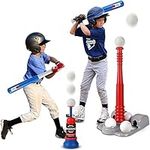 SIXVALA 2 in 1 Kids Baseball Set, T Ball Set, Includes 6 Balls, Teeball Batting Tee, Pitching Machine, Nice Gift Outdoor Sport Toys Games for Boys & Girls, Birthday Gift