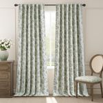 jinchan Blackout Floral Curtains for Bedroom, 108 Inches Long Curtains with Printed Flower Black Out Curtains, Rod Pocket Back Tab Green Window Curtain Set Living Room Drapes, 2 Panels Green