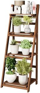 IDZO 4 Tier Wooden Ladder Shelf 44 in Bookcase Ladder Shelf Storage Shelves Rack Shelf Unit for Office and Home 44 x 16.5 inches, Wood Brown