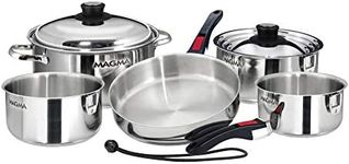 Magma Products, 10 Piece Gourmet Nesting Stainless Steel Cookware Set, Stainless Steel, 0.00, Black