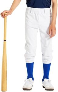 DEVOROPA 2T/3T/4T/5T to Big Kids Youth Boys Baseball Pants Girls Softball Pants Fast Pitch Tee Ball Practice Pants Pockets White 12-13Years