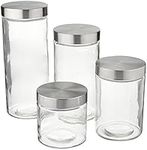 Anchor Hocking Callista 4-Piece Glass Jars Set with Stainless Steel Lids