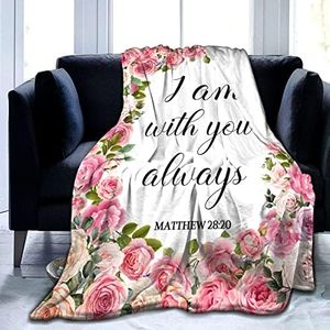 Christian Blanket with Inspirational Thoughts and Prayers Religious Bible Verse Throw Blanket Ultra Soft Warm Flannel Blankets for Women Men Gifts 50"X 40"