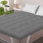 Mattress Pad Pillow Top Mattress Cover Quilted Fitted Mattress Protector Cotton, Mattress Topper,Size-78X84-(Inch)(Grey)